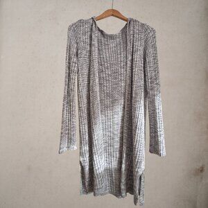 Light Grey Heather Open-Weave Crochet Cardigan | Viscose Cotton | Side Slits | S